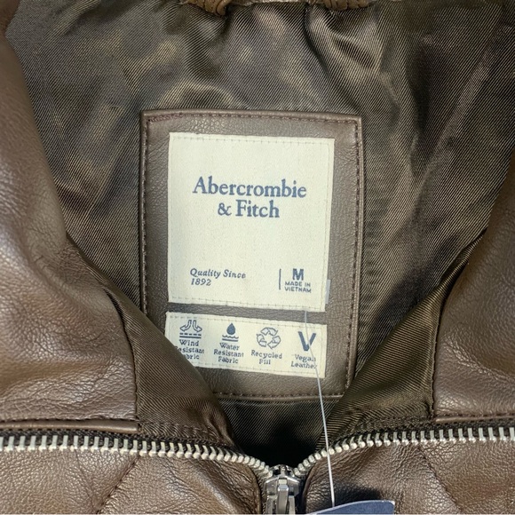 Abercrombie and Fitch Vegan Leather Puffer Quilted Jacket - Picture 5 of 16